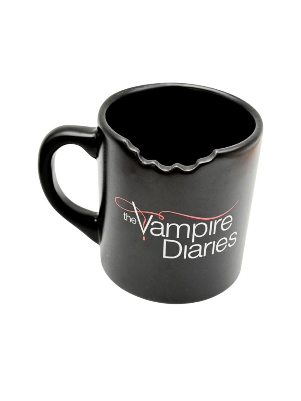 The Vampire‎ Diaries Black Ceramic Coffee Mug Fang Bite Rim Love Sucks Rare